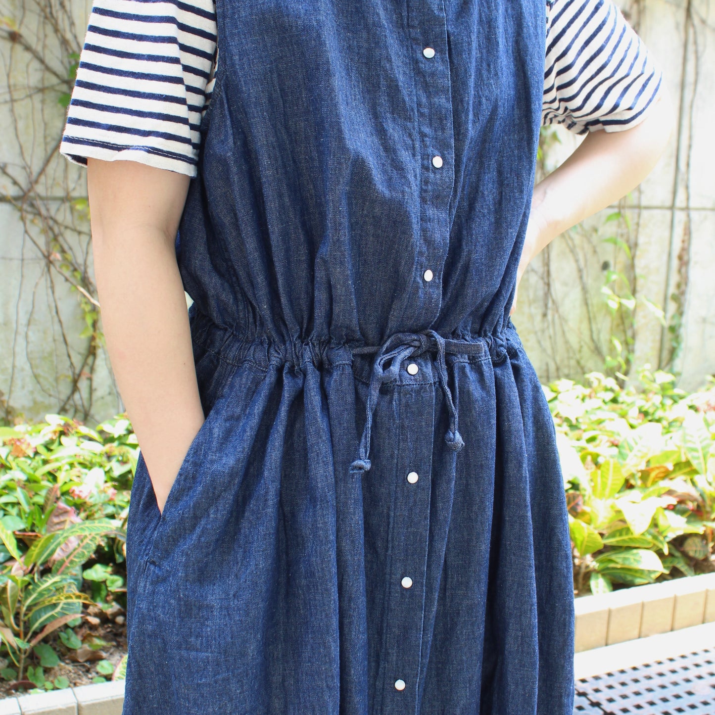 OrSlow - LINEN SNAP BUTTON DRESS DENIM