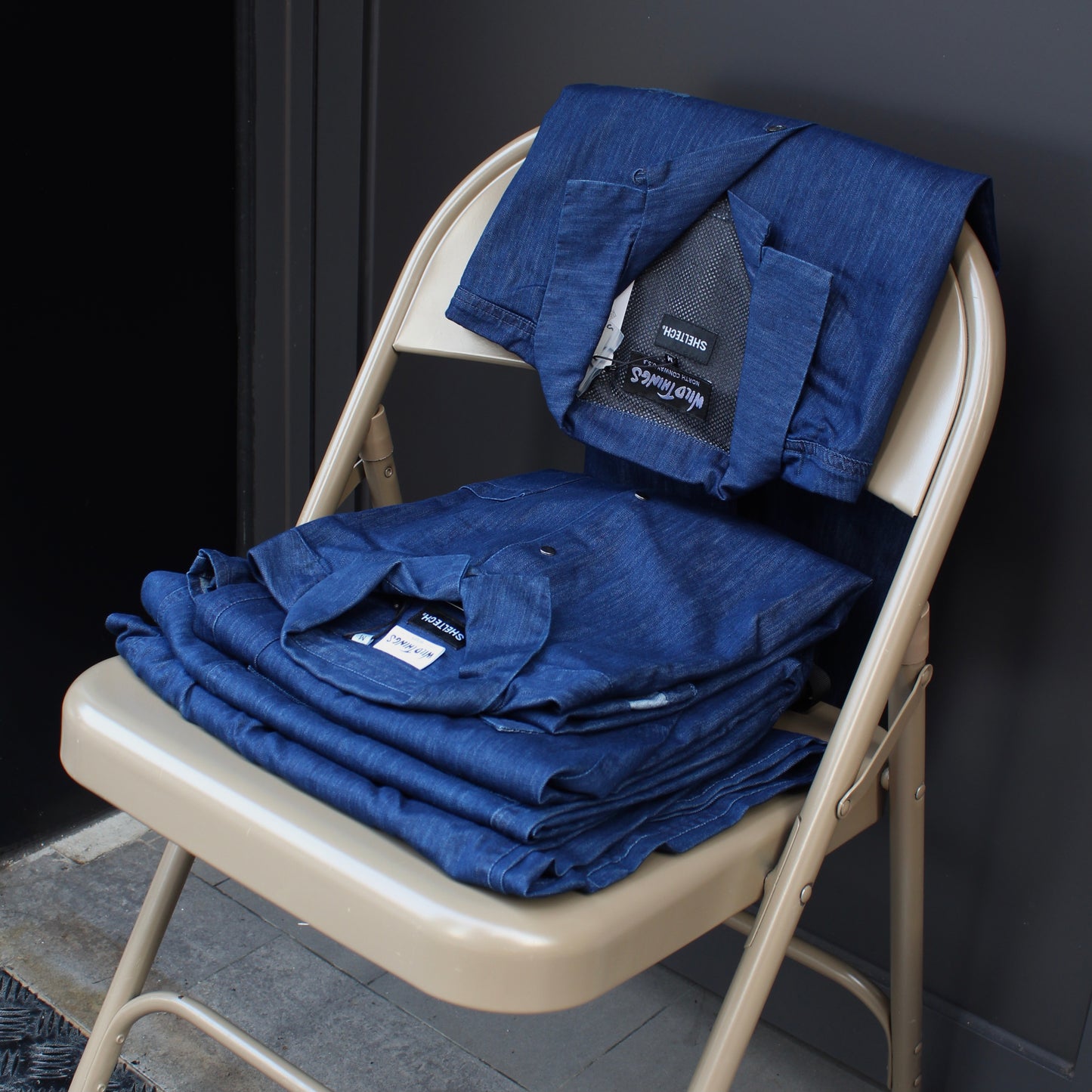 WILD THINGS JAPAN - SHELTECH DENIM OPEN COLLAR SHIRTS
