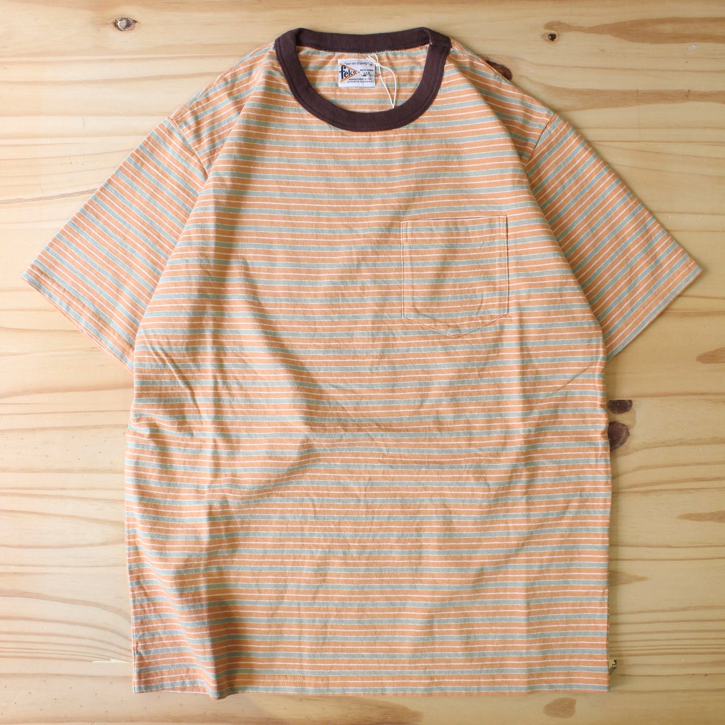 FELCO - AMERICAN VINTAGE STRIPE POCKET TEE (Orange)