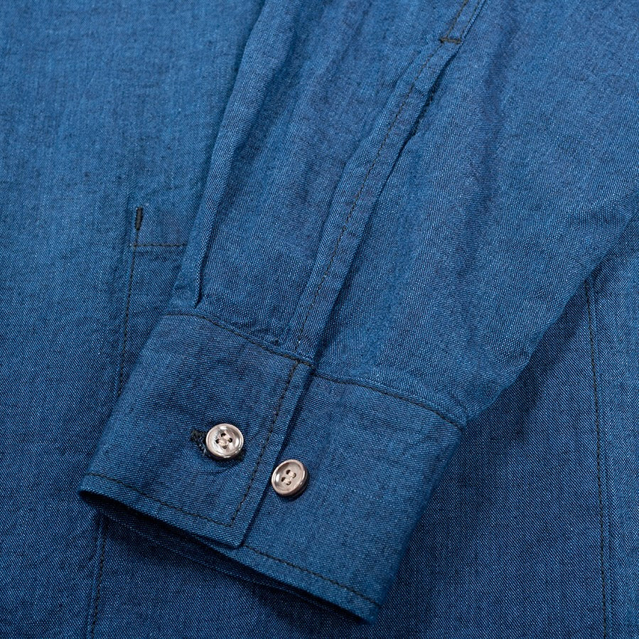 WORKERS -
 5OZ OPEN COLLAR INDIGO SHIRT