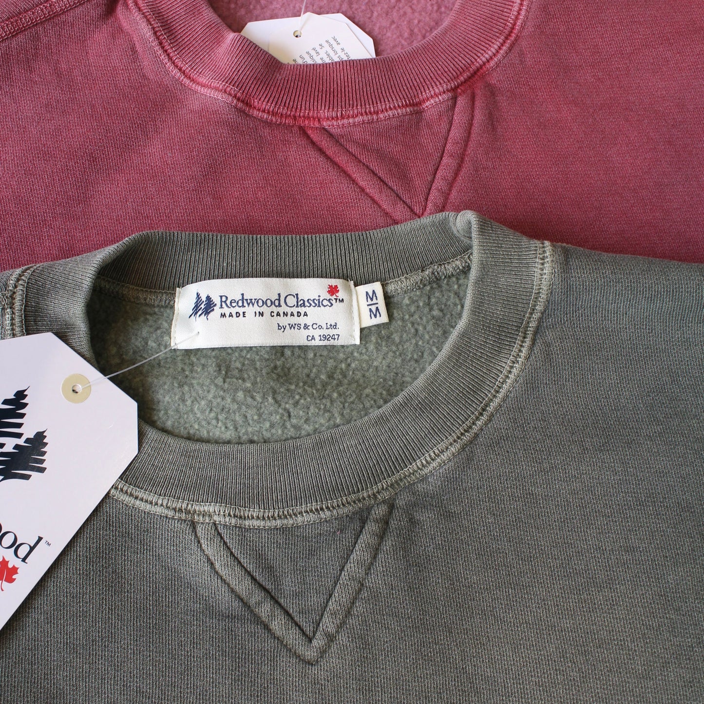 REDWOOD CLASSICS -
 HEAVYWEIGHT CREWNECK SWEATSHIRT WITH V INSERT
 (GARMENT WASHED)