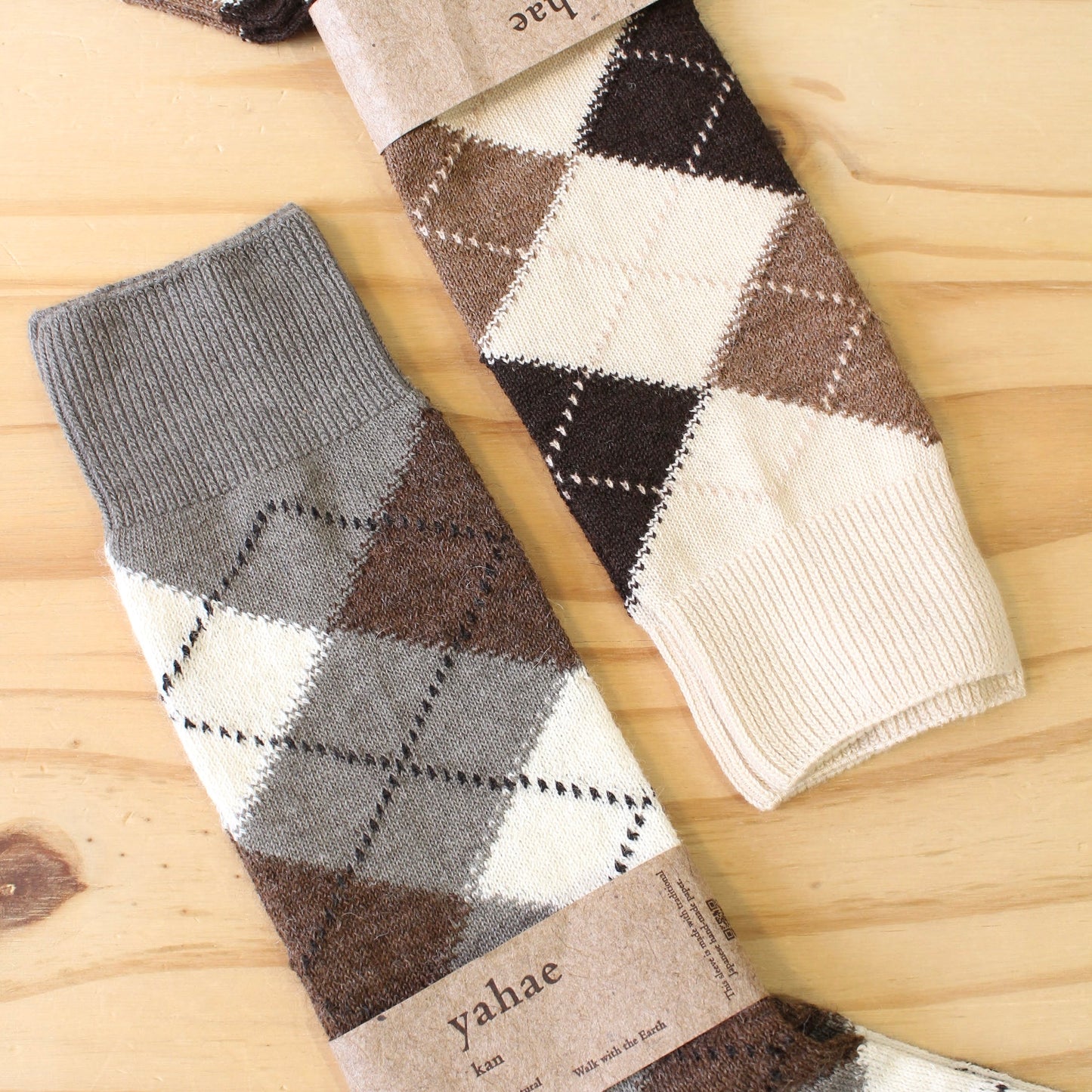 yahae -
ORGANIC COTTON ALPACA YAK ARGYLE SOCKS