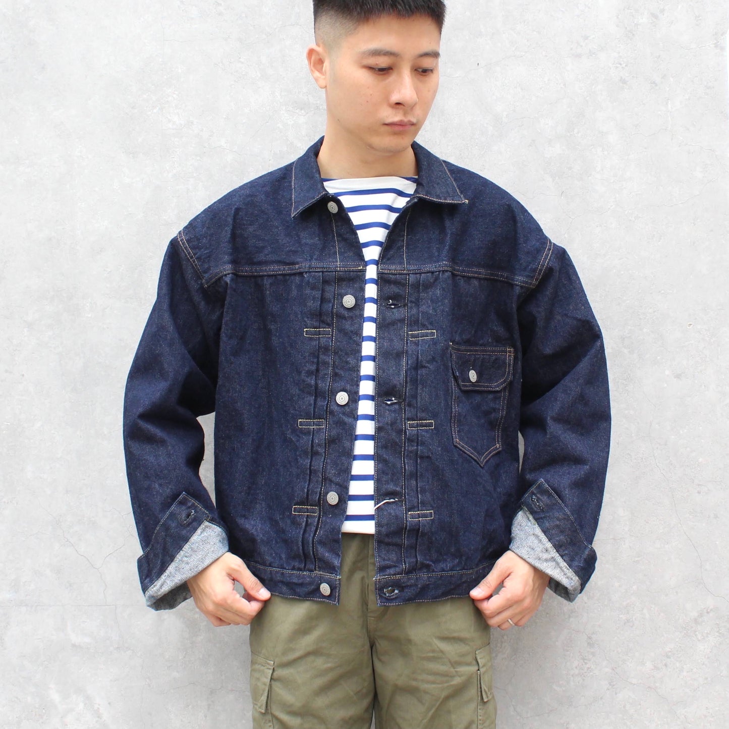 OrSlow - 40’S PLEATED FRONT BLOUSE DENIM JACKET
