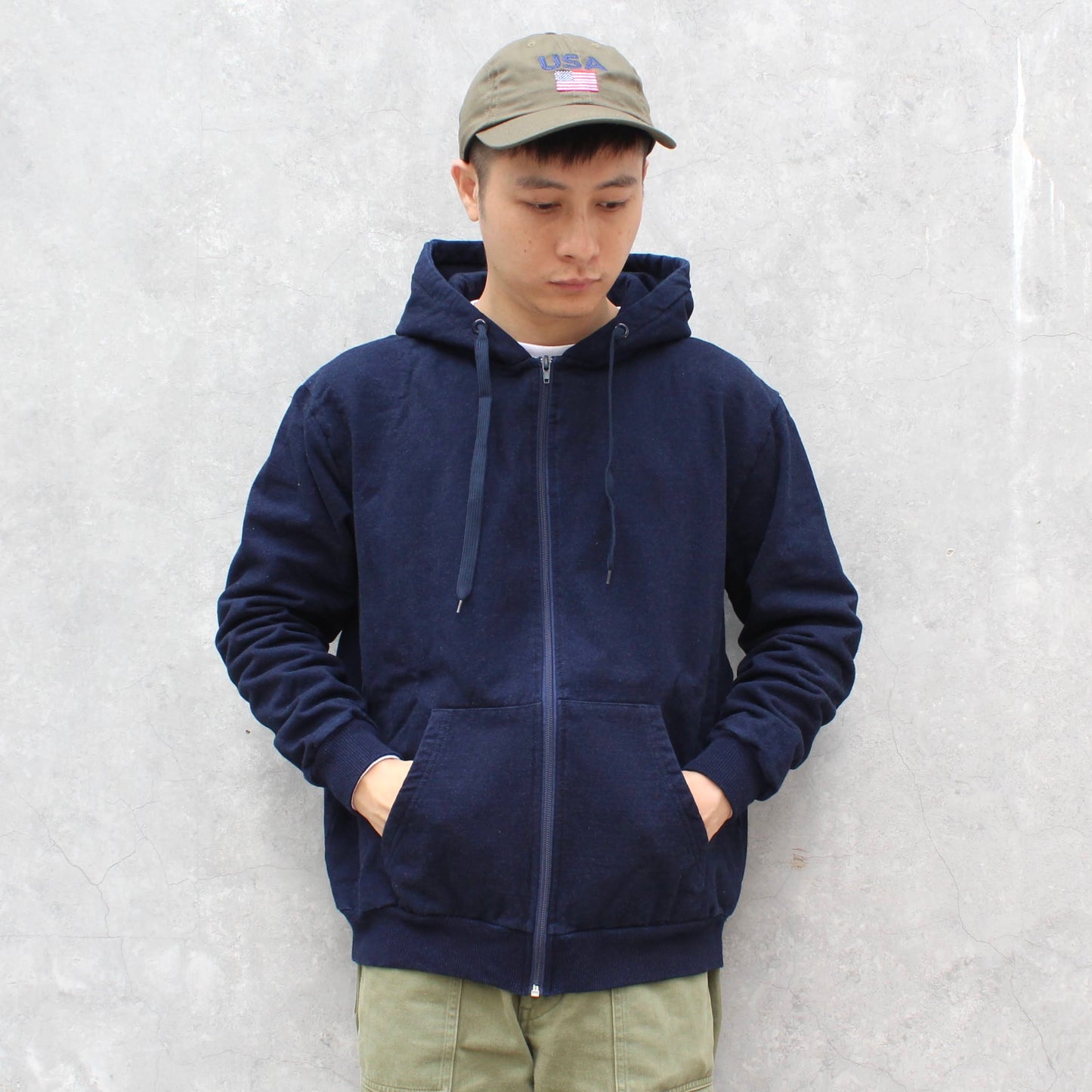 TYCA - INDIGO ZIP UP STONE WASHED