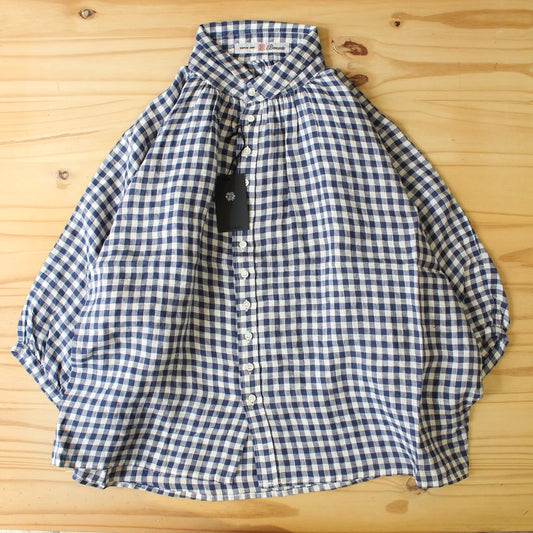 Brocante -
 Check Linen Grand Shirt