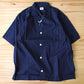 AHE HEE - S/S OPEN COLLAR NAVY SHIRT