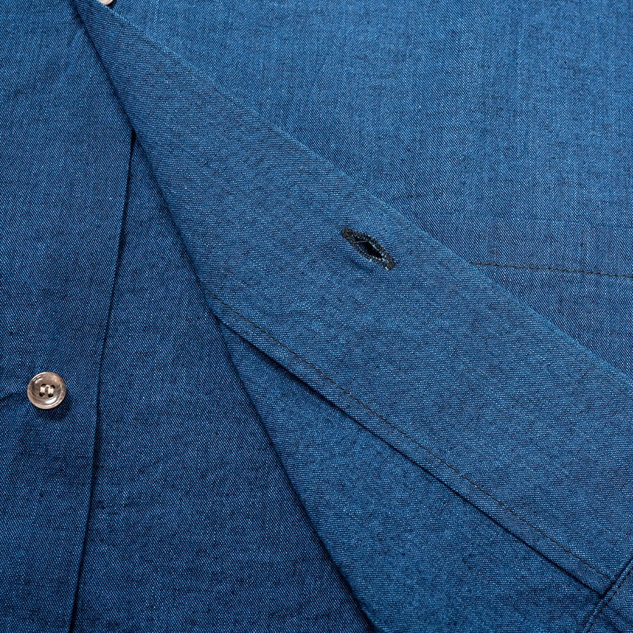 WORKERS -
 5OZ OPEN COLLAR INDIGO SHIRT