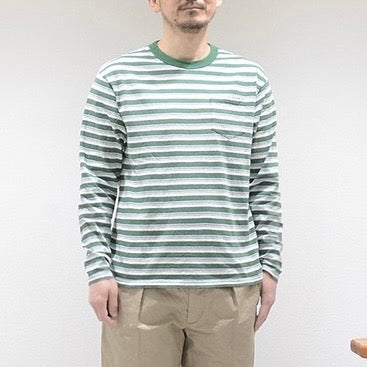 FELCO -
 L/S BINDER NECK CREW STRIPE POCKET TEE