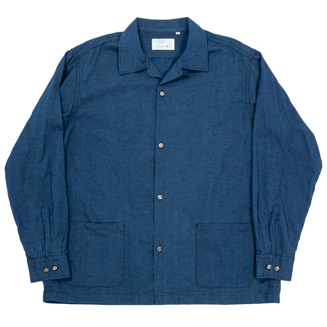 WORKERS -
 5OZ OPEN COLLAR INDIGO SHIRT