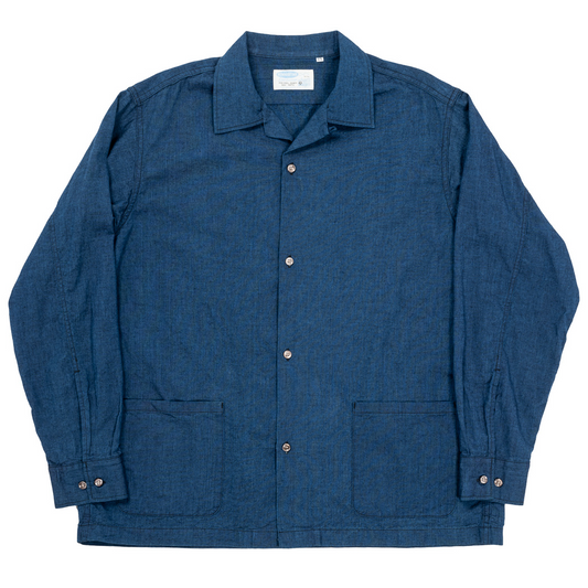WORKERS -
 5OZ OPEN COLLAR INDIGO SHIRT