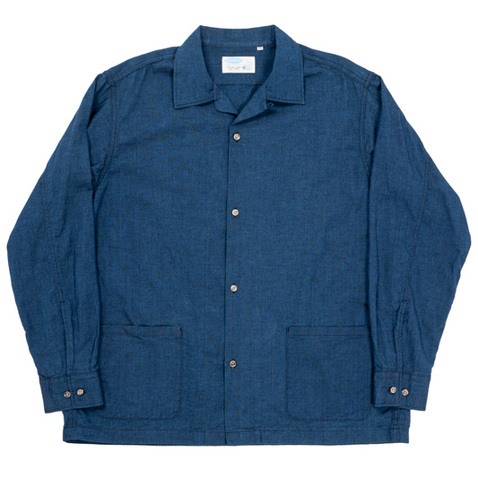 WORKERS - 
5OZ OPEN COLLAR INDIGO SHIRT