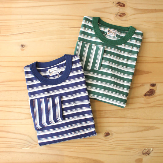 FELCO -
 L/S BINDER NECK CREW STRIPE POCKET TEE