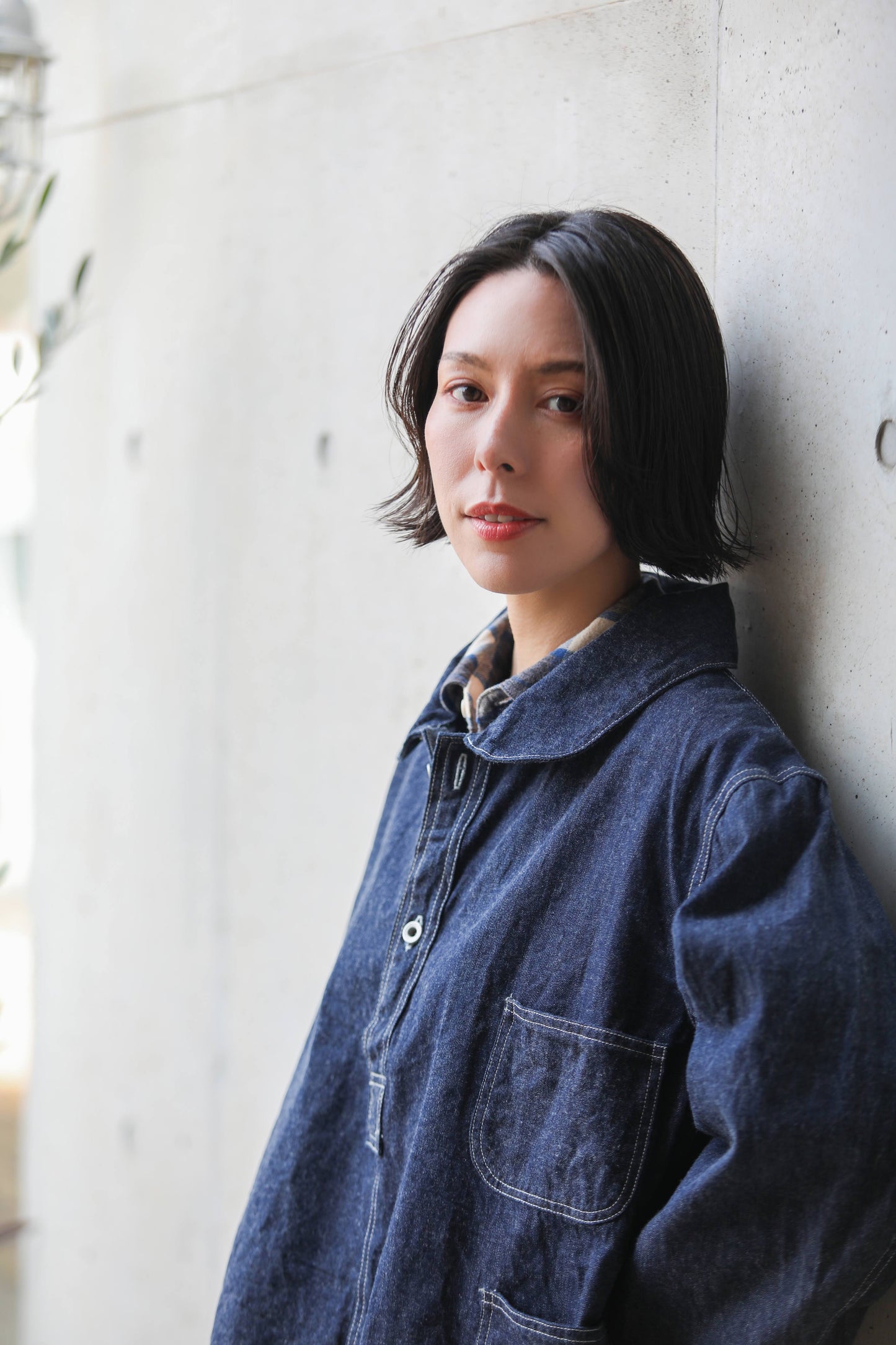 Ordinary Fits - 
ROUND COLLAR DENIM PULLOVER SHIRT