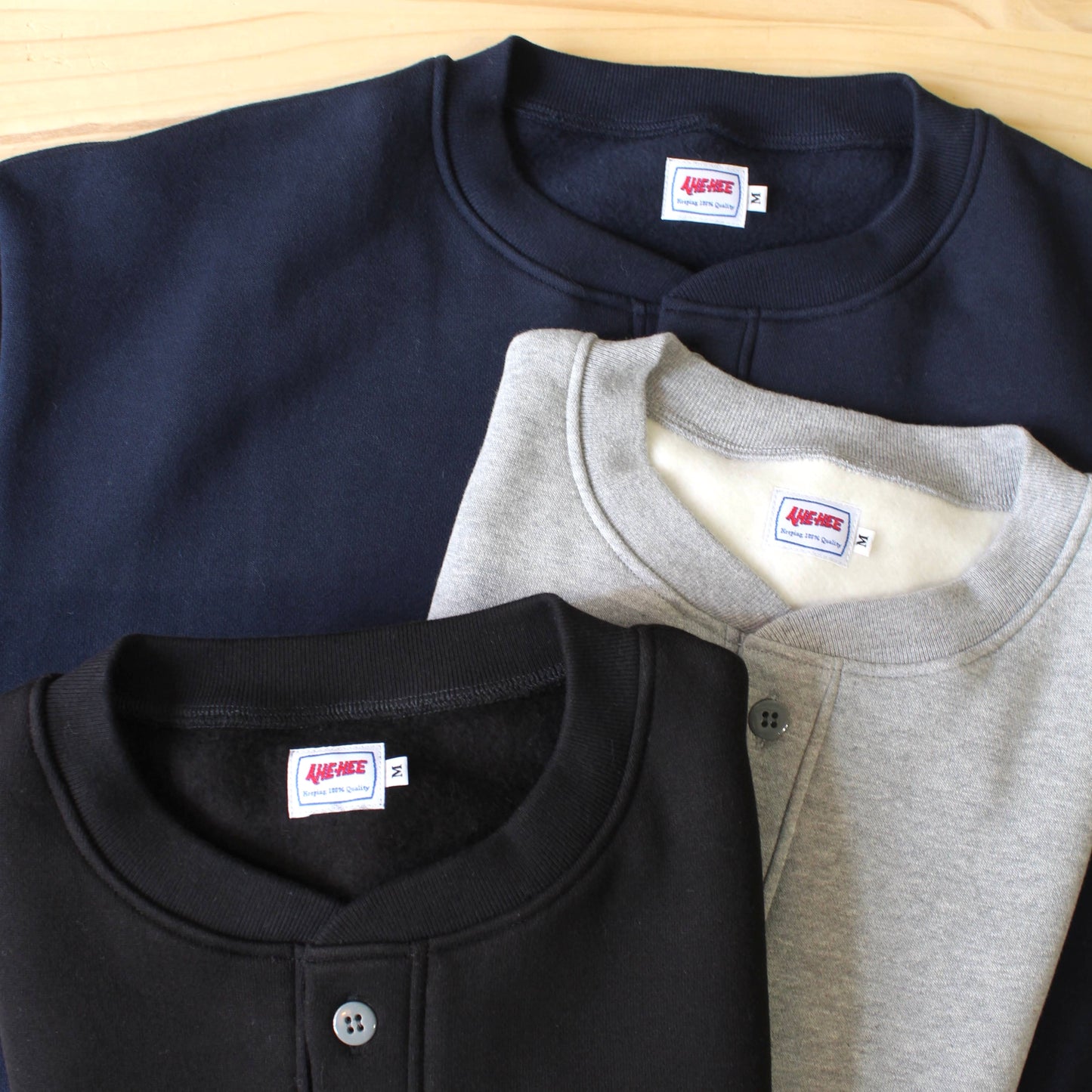 AheHee - HEAVYWEIGHT HENLEY NECK SWEAT
