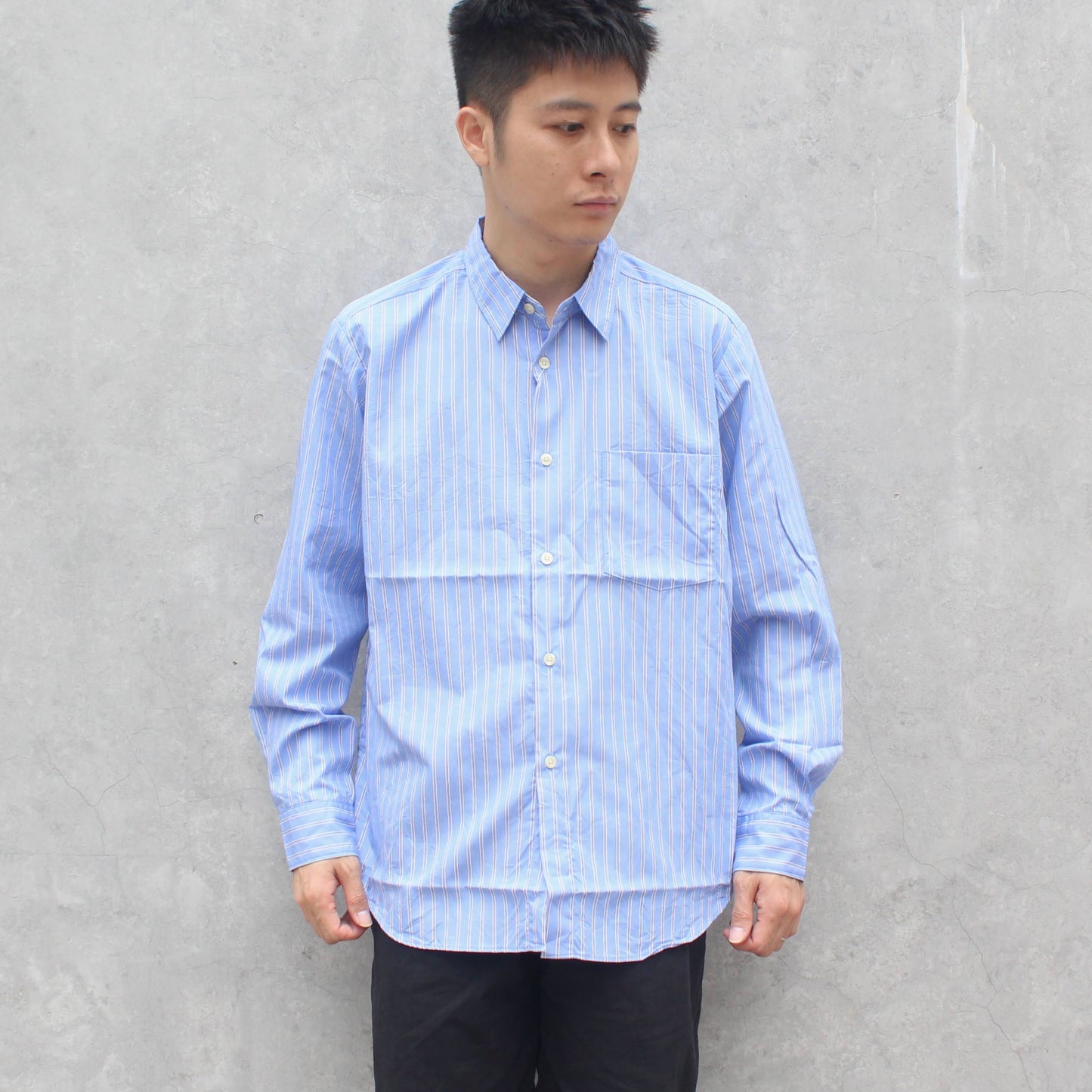 MANUAL ALPHABET -
 HIGHCOUNT STRIPE LOOSE FIT RC SHIRT
