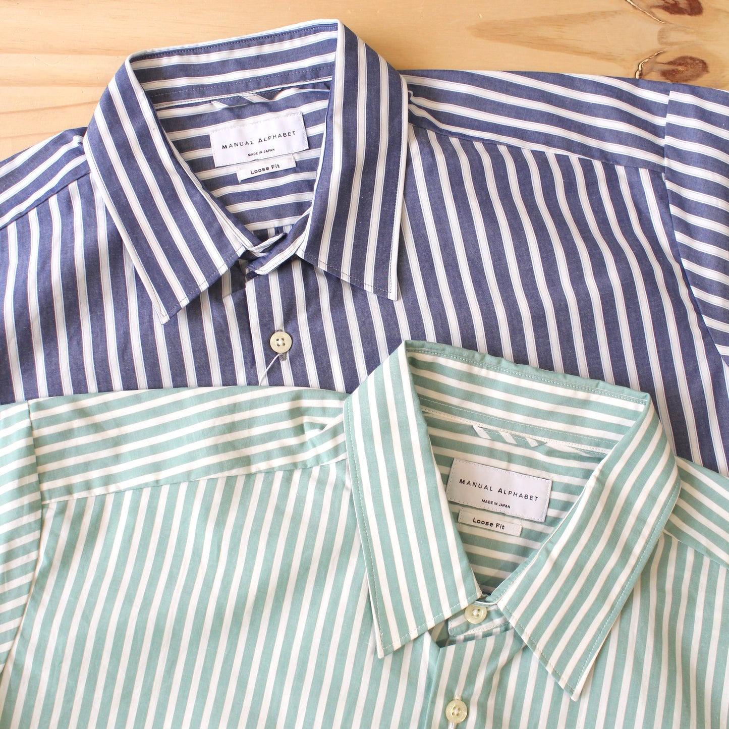 MANUAL ALPHABET - 
POPLIN STRIPE LOOSE FIT S/S SHIRT