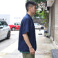AHE HEE - S/S OPEN COLLAR NAVY SHIRT