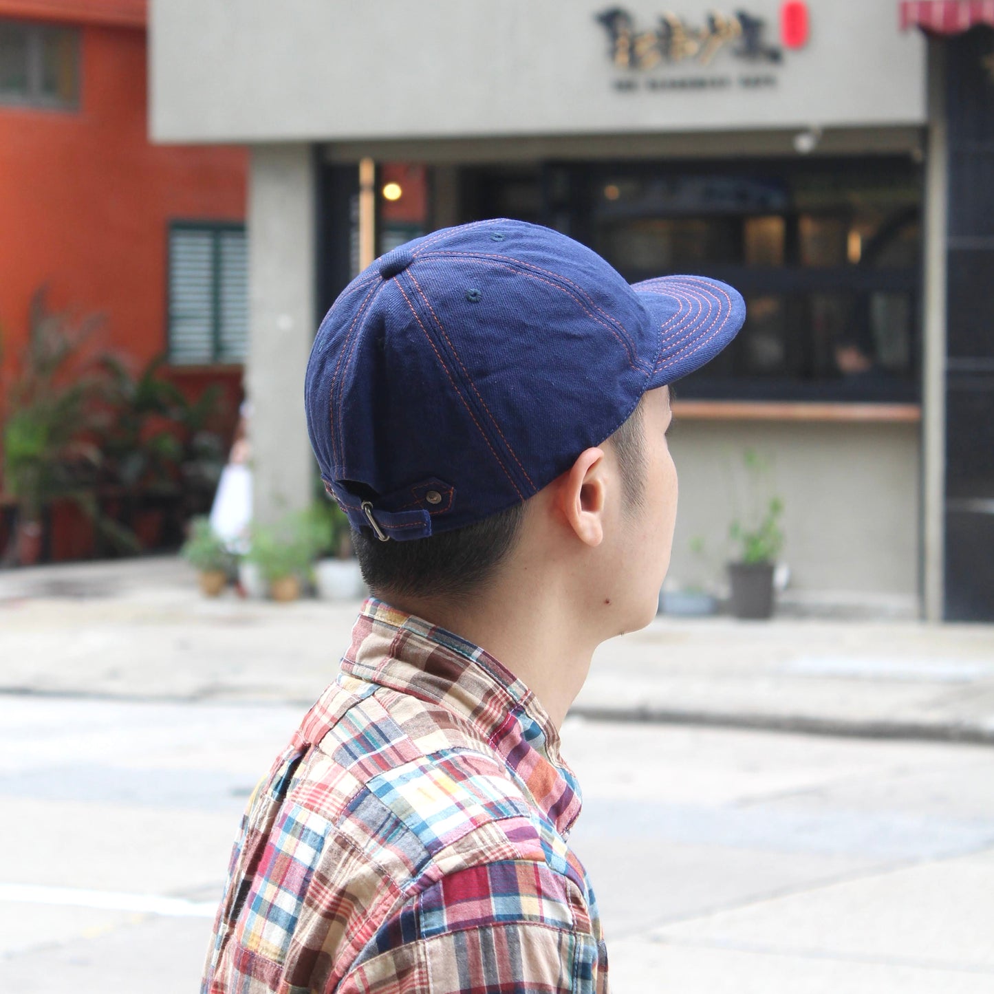 HIGHER - 
BLUE SELVEDGE DENIM CINCH BUCKLE CAP