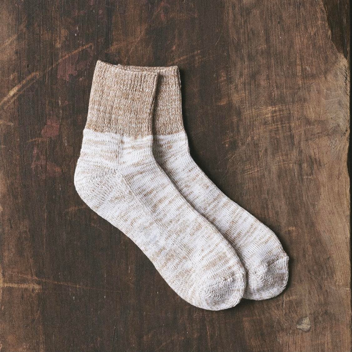 yahae - ORGANIC COTTON ANKLE PILE SOCKS (Brown)