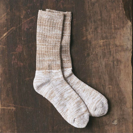 yahae - ORGANIC COTTON CLUE PILE SOCKS (Brown)