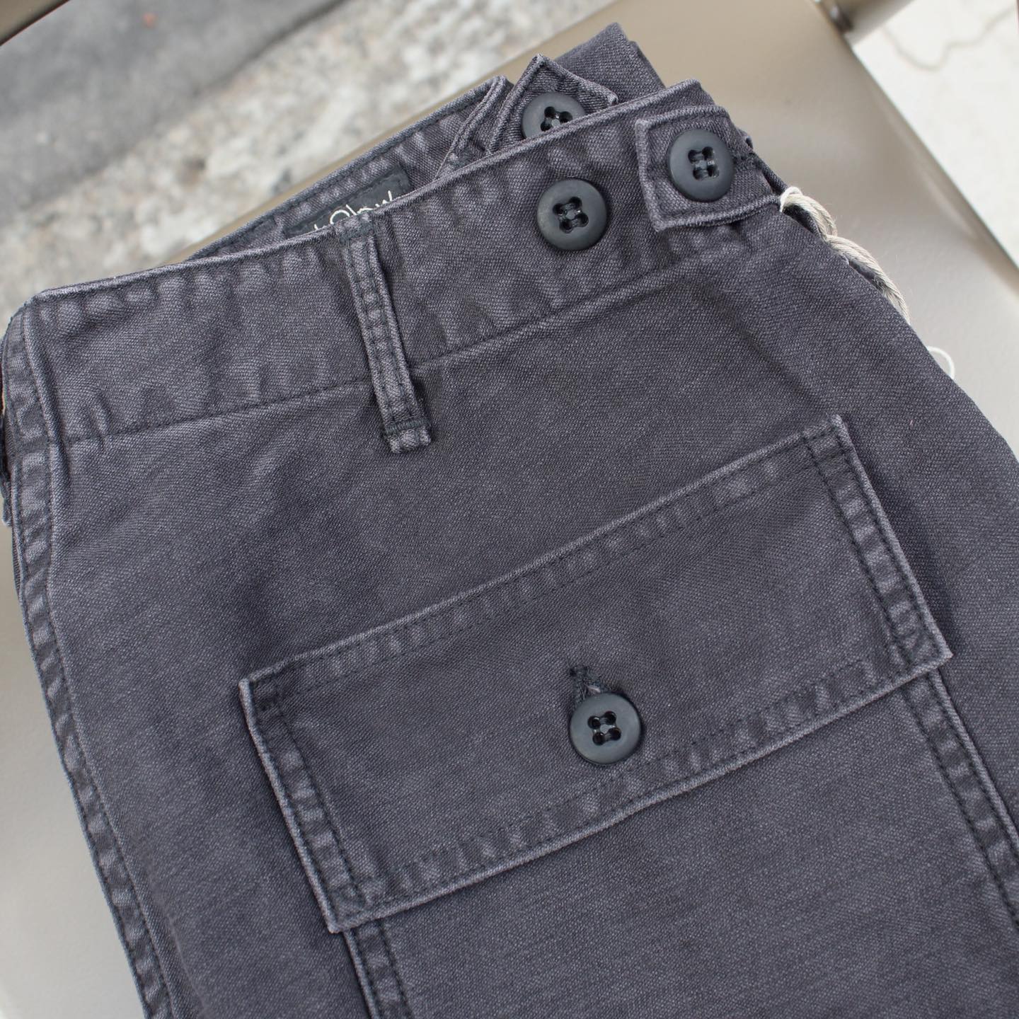 Or Slow -  SLIM FIT FATIGUE PANTS (STONE WASH BLACK)