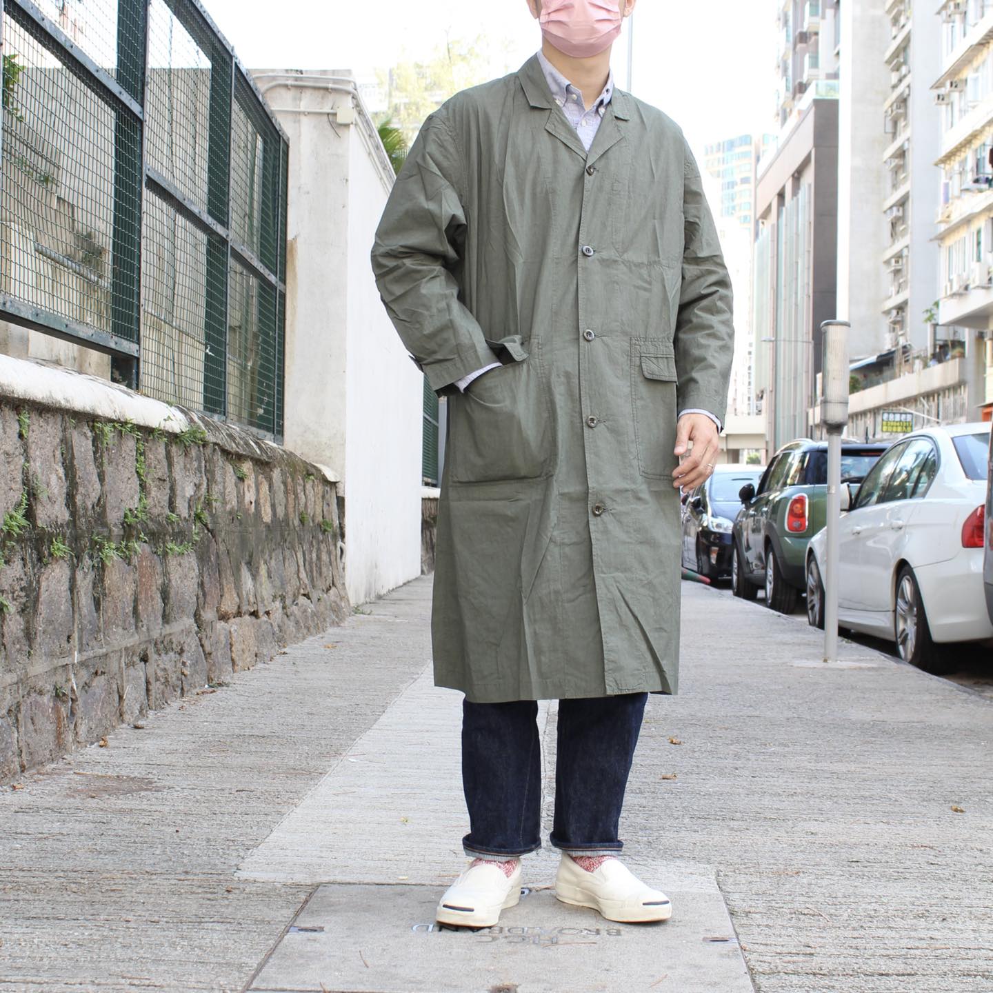 CAMP SERVICE - HIGH DENSITY NARROW LAPEL COAT(OLIVE)