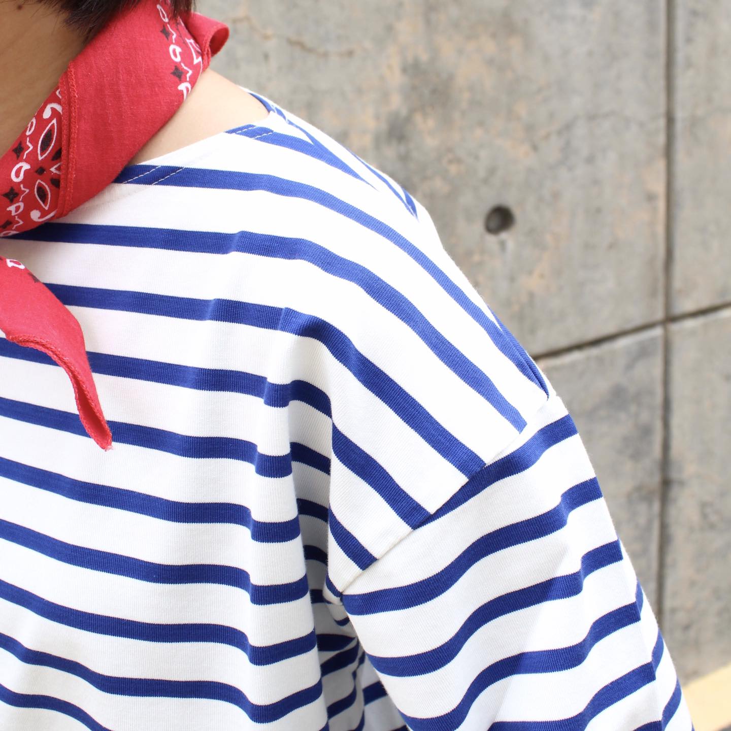 FLISTFIA - L/S BOAT NECK BORDER TEE